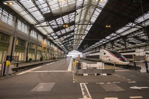 France Paris Gare De Lyon January 2019 High Speed Trains Parked At