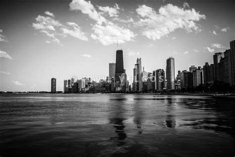Image Chicago Skyline In Black And White Large Canvas