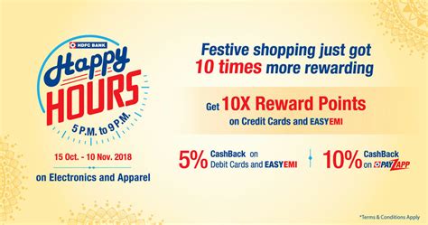 When you get all those wonderful discounts and offers, you would want to book a ticket for. Diwali Offer: 10X Reward Points on Electronics and Apparels with HDFC Credit Cards - CardExpert