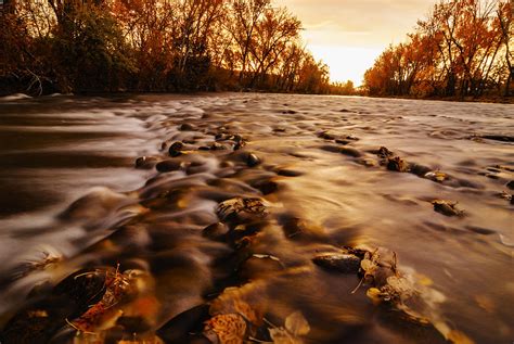 Dramatic Autumn Sunrise Along Boise River In Boise Idaho Photograph By