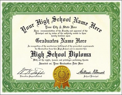 High School Diploma Custom With Your Information Premium Quality