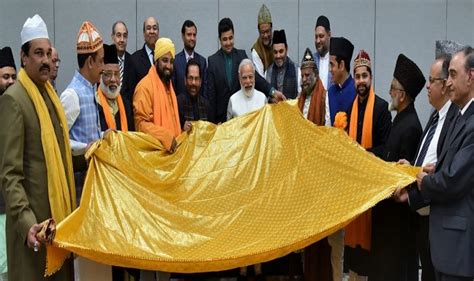 pm modi hands over chadar to be offered at ajmer sharif dargah on feb 25