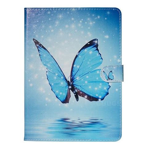 Blue Butterfly Smooth Leather Tablet Wallet Case For Ipad Air 3rd Gen