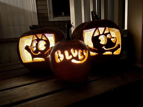 Carved Bluey Pumpkins For Our Daughter Rbluey