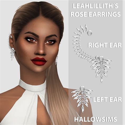 Lana Cc Finds Leahlilliths Rose Earrings The Sims Sims Kleidung
