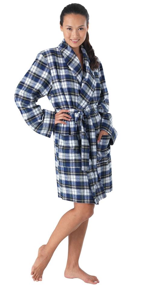 Classic Tartan Plaid Brushed Cotton Flannel Robe For Women At Amazon