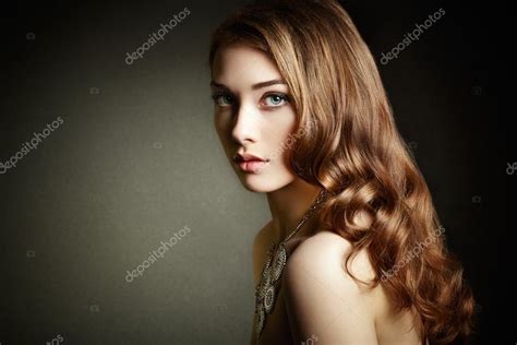 Beauty Woman With Long Curly Hair Beautiful Girl With Elegant H Stock
