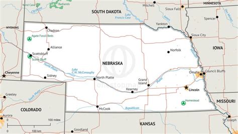 Free Vector Map Of Nebraska Outline One Stop Map