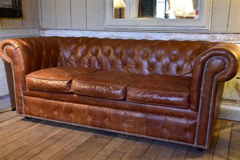 Leather Chesterfield Three Seat Sofa From The 1940s Chez Pluie