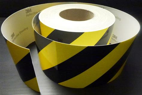 This is the real deal reflective tape that is used on firefighter gear and industrial safety uniforms. 3M Reflective Safety Tape Class 2 Black Yellow Stripe Tape ...