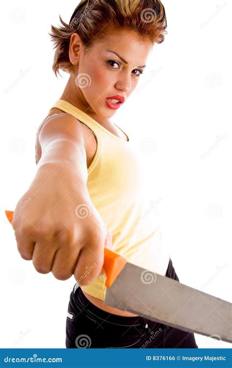 Angry Woman Showing Knife Royalty Free Stock Image Image 8376166