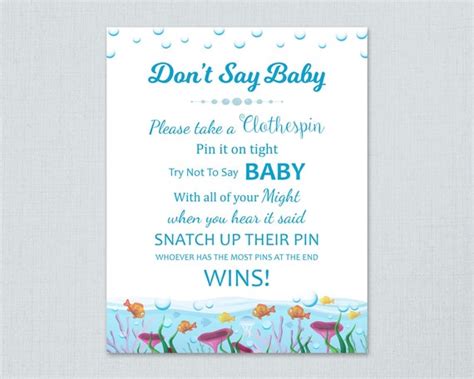 Dont Say Baby Game Printable Dont Say Baby Sign Under Etsy