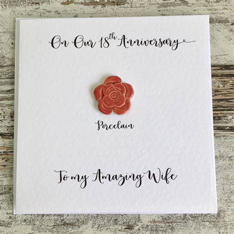 18th Wedding Anniversary Card Porcelain Traditional T Etsy