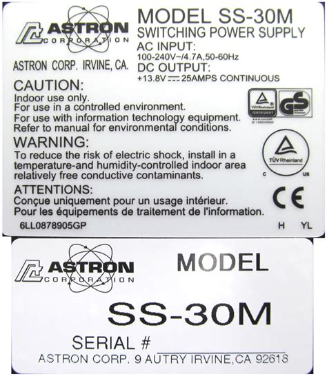 Astron Corporation Ss 30m Astron Ss Series Switching Power Supplies