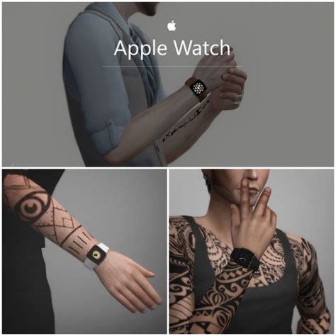Наручные часы Apple Watch By Azentase Мужские аксессуары для Sims 4