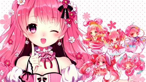 Kawaii Pink Anime Girl Wallpaper