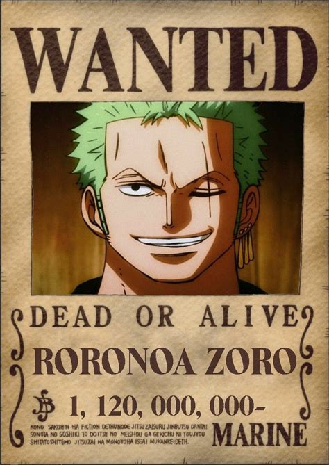 A Wanted Poster For The Anime Character Roronoazoro