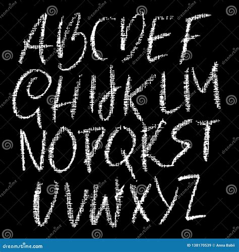 Chalk Textured Font Grunge Script On Chalkboard Vector Calligraphy Illustration Stock Vector