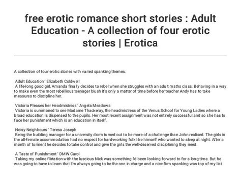 Free Erotic Romance Short Stories Adult Education A Collection Of Four Erotic Stories Erotica