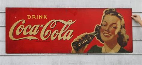 Large Antique 1940s Drink Coca Cola Advertising Lithograph Cardboard