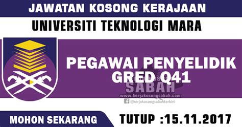 Penolong pegawai tadbir gred n29. Jawatan Kosong Kerajaan | Pegawai Penyelidik, Gred Q41 ...