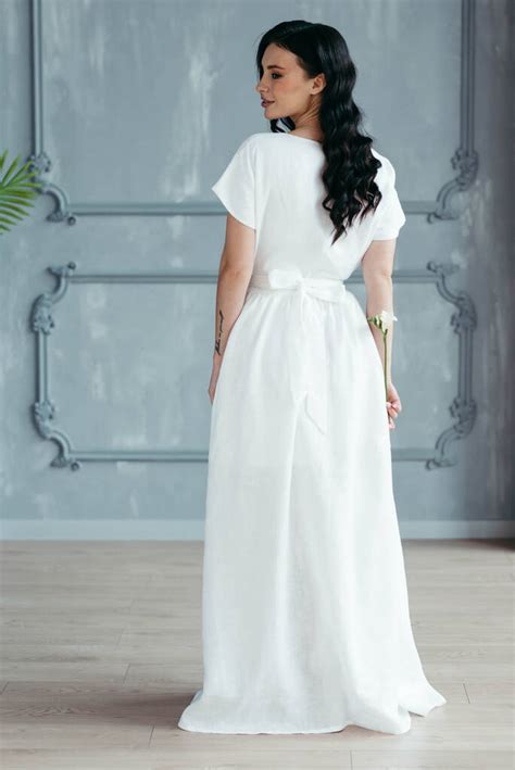 Maxi Linen Wedding Dress By The Prancing Hare