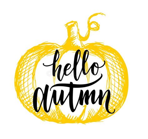 Hello Autumn Design Template Print With Orange Pumpkin Background