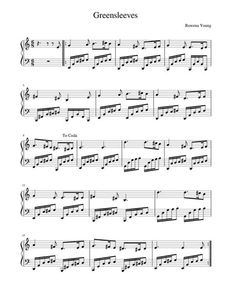 Greensleeves is a traditional english folk song and tune, over a ground either of the form called a romanesca or of its slight variant, the passamezzo antico. Greensleeves Sheet music for Piano | Download free in PDF ...