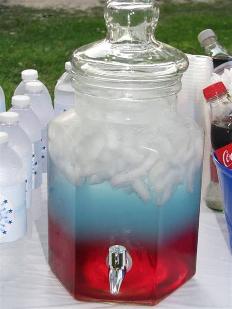 Patriotic Punch Fill Dispenser With Ice Pour In Cranberry Juice