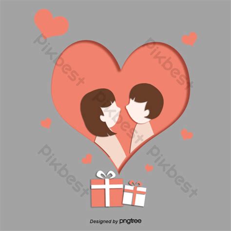 Kartun Menggambar Pasangan Kreatif Ciuman Elemen Png Elemen Grafis