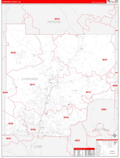 Cherokee County Ga Zip Code Maps Red Line