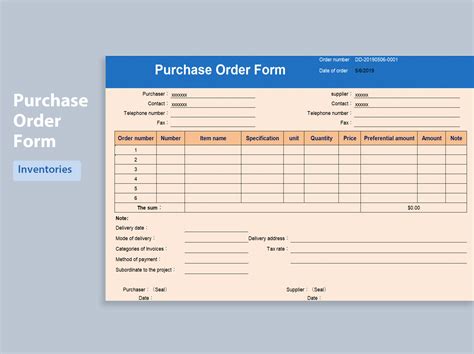 Purchase Order Excel Template Free Download Wps Office Academy