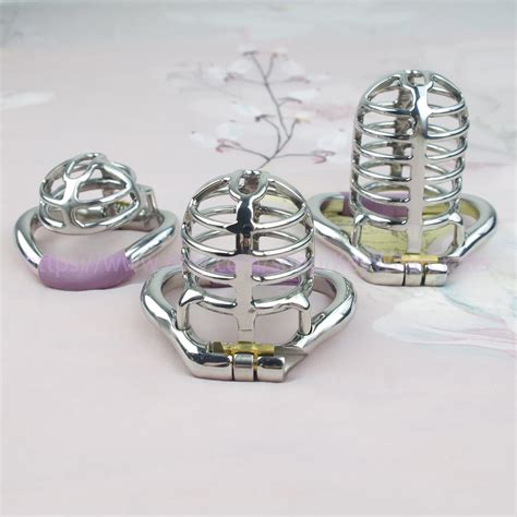 3 Lengths Optional Male Chastity Cage With Hinged Base Ring Stainless