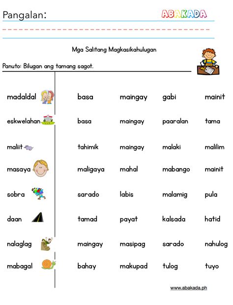 Salitang Magkasalungat Worksheets Set 1 The Filipino Homeschooler