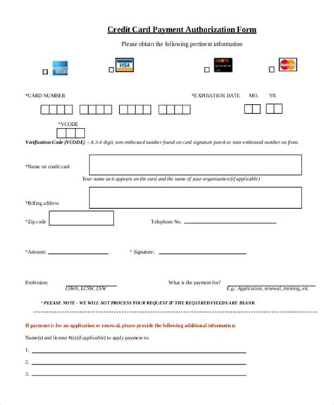 Sample credit card authorization form. Credit Card Authorization Form Pdf | charlotte clergy ...