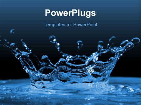 Powerpoint Template Water Ripples And Water Drops Splashing Blue On A