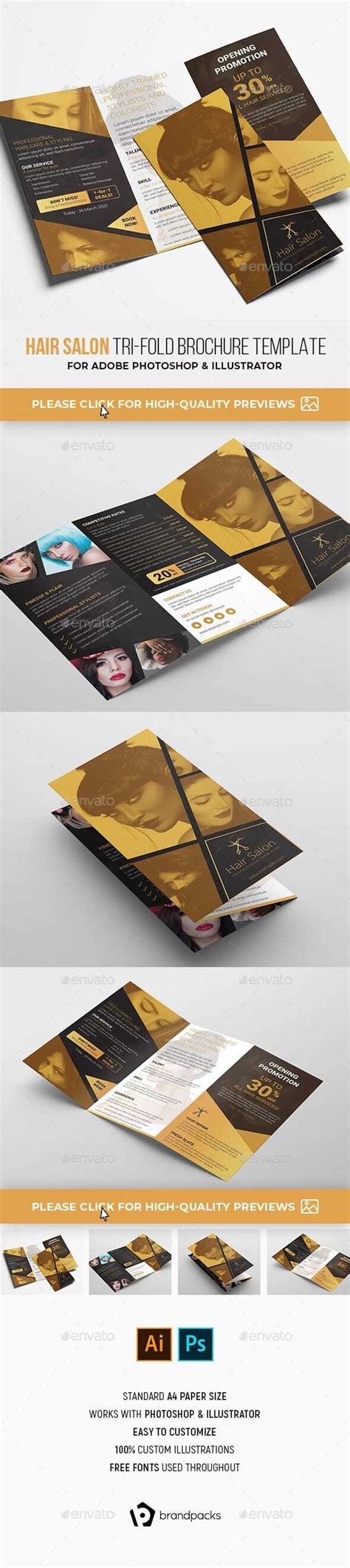 Hair Salon Tri Fold Brochure Print Templates Graphicriver