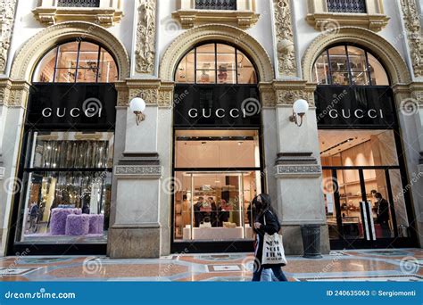 Milan Italy January 14 2022 Facade Of Gucci Store Inside Galleria