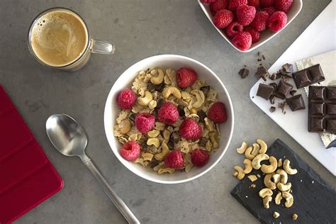 Hd Wallpaper Cereals With Raspberries On White Bowl Breakfast Milk
