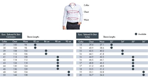 Mens Shirt Size Charts Geoffrey Beene Van Heusen Size Chart