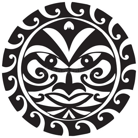 Maori Sun Tattoo Flash Set Of Labels And Elements Vector Set
