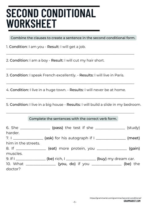 Second Conditional Examples And Worksheet