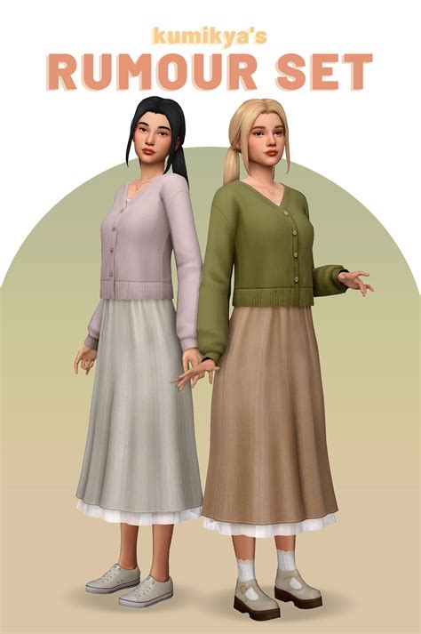 Rumour Set 💖 Kumikya Sims 4 Dresses Cottagecore Clothes Sims 4