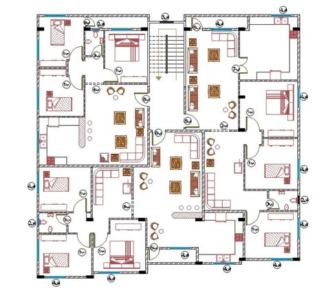 Joint House Bhk Layout Plan With Furniture Cad Drawing Dwg File Cadbull