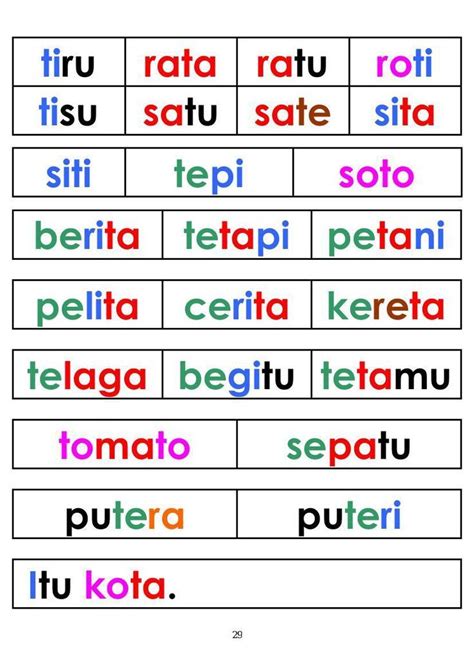 Iq Rum Cetak Suku Kata Perkataan Dan Ayat Pembelajaran Prasekolah The