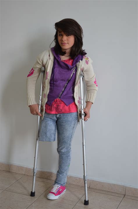Ak Crutches Amputee Woman