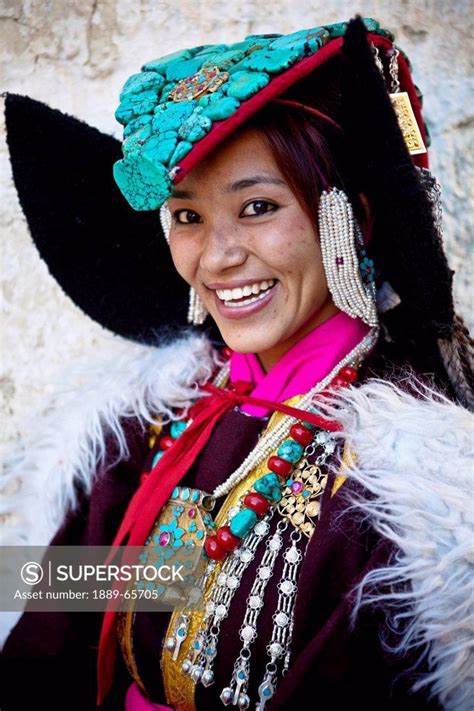 A Beautiful Ladakhi Women In Traditional Costume Jewelry Ladakh Jammu
