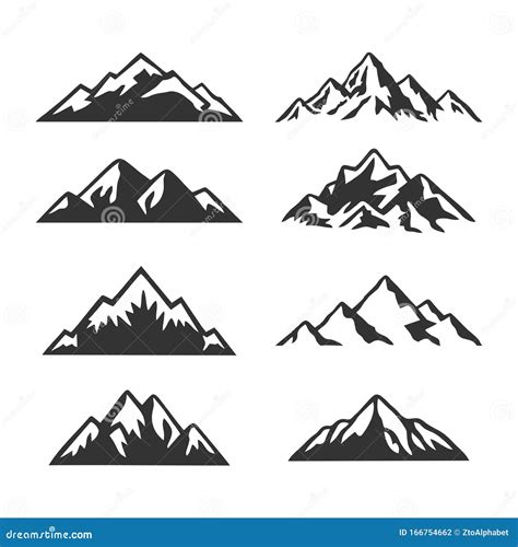 Mountain Silhouettes Collection Set Stock Vector Illustration Of Ae6