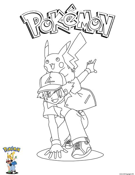Cute Ash And Pikachu Pages Coloring Pages