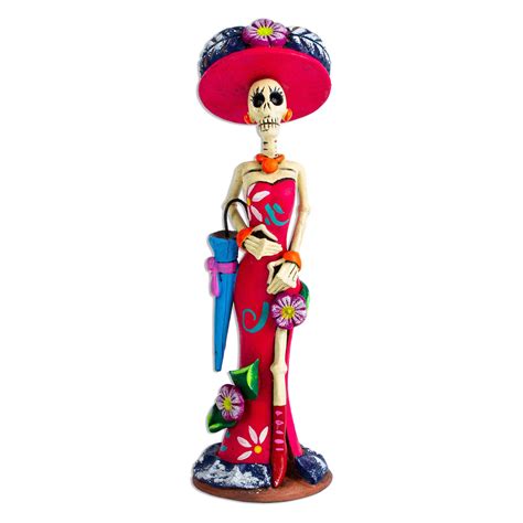 Unicef Market Ceramic Lady Catrina Skeleton Sculpture From Mexico